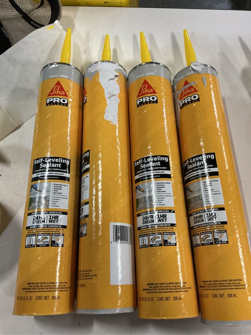 Condition photo showing Good Condition for Sikaflex Self Leveling Sealant, Gray, Polyurethane with an Accelerated Curing Capacity for Sealing Horizontal Expansion Joints in Concrete, 10.1 fl. oz Cartridge (Pack of 4)