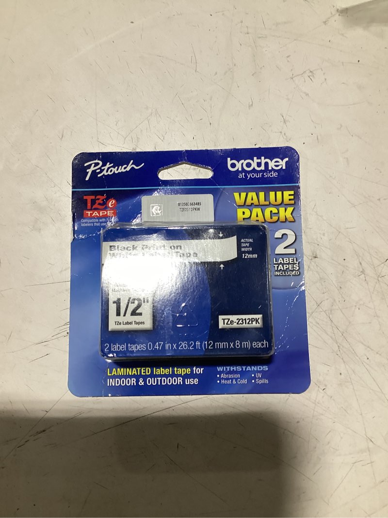 Condition photo showing As Is for brother genuine p-touch tze-1312pk, black print on clear standard laminated tape, 2 pack