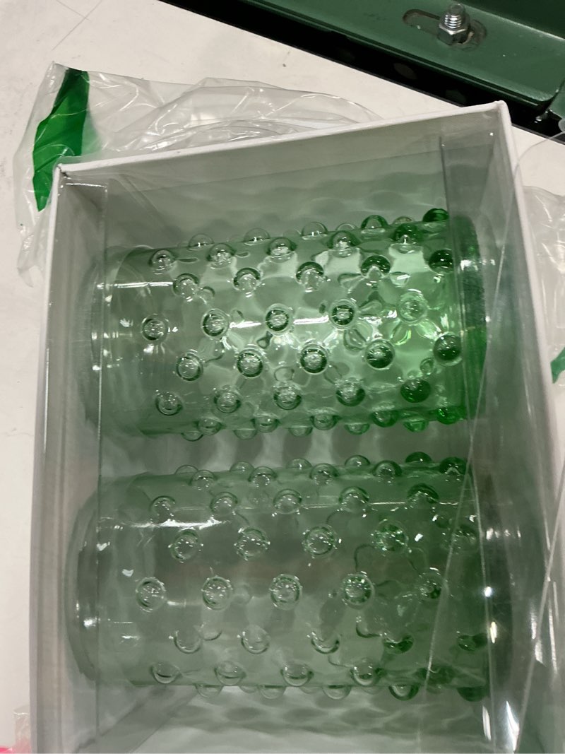 Condition photo showing Good Condition for lilly pulitzer highball drinking glasses set for whiskey/bourbon/cocktails, glass cups set for kitchen, jade lime