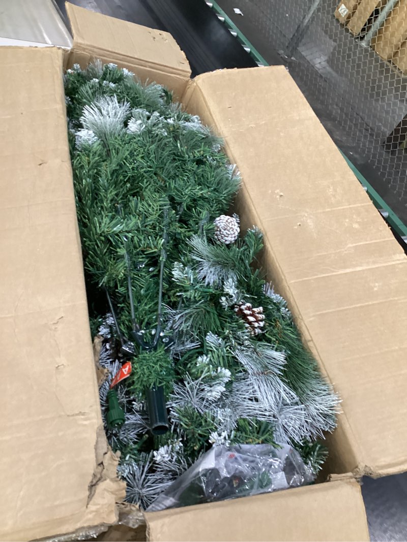 Condition photo showing Good Condition for yitahome 6ft prelit scotch pine christmas tree with remote control, pre-decorated frosted christmas tree with pine-cones & needles, warm white/multicolor changing lights for home/office green with pine cones 6ft