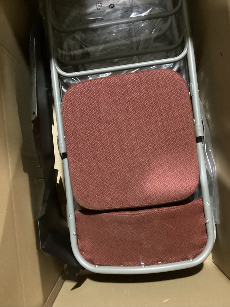 Condition photo showing As Is for similar to stock photo flash furniture 2 pk. hercules series premium curved triple braced & double hinged burgundy fabric metal folding chair