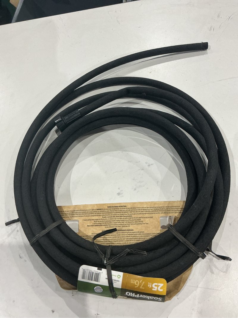 Condition photo showing As Is for element 3/8-in x 25-ft kink free rubber black soaker hose