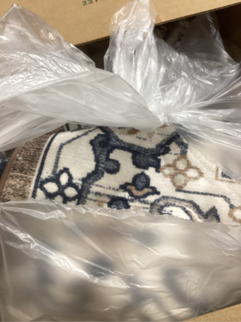 Condition photo showing As Is for Lofus 5x7 Area Rugs for Living Room, Washable Area Rug, Rugs for Bedroom, Kitchen, Vintage Boho Carpet, Soft Non-Slip, Low Pile Large Area Rug for Office Dining Room, Floral Brown Floral Brown 5' x 7' (Rectangular)