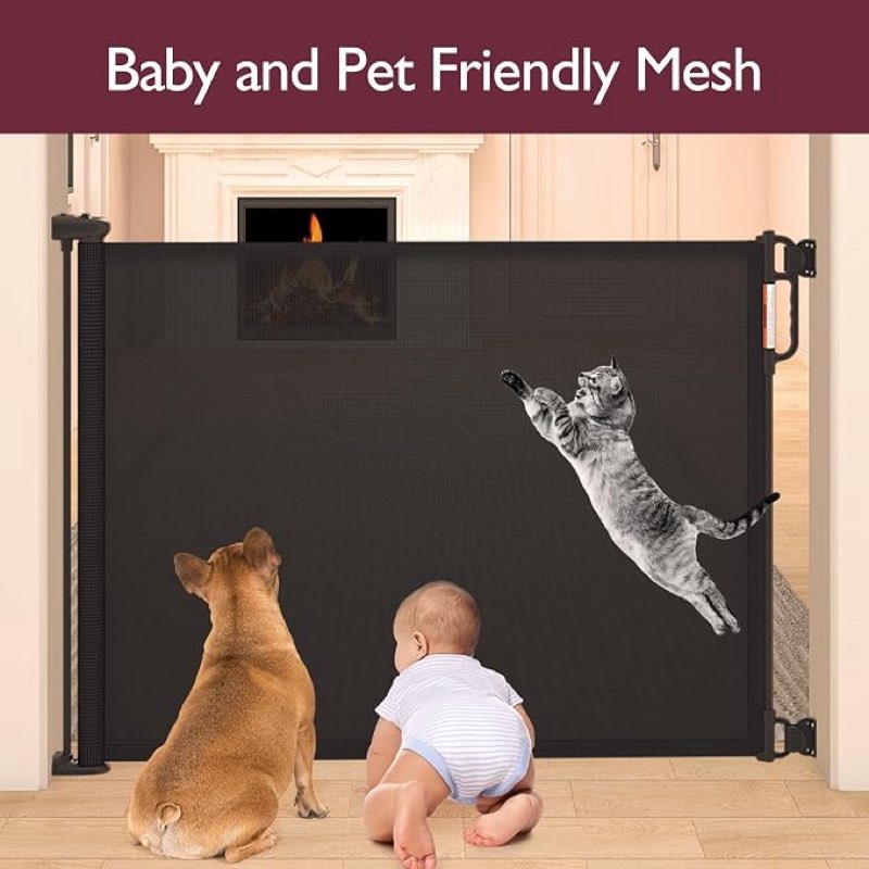 retractable baby gate, momcozy extra wide mesh baby gates for stairs