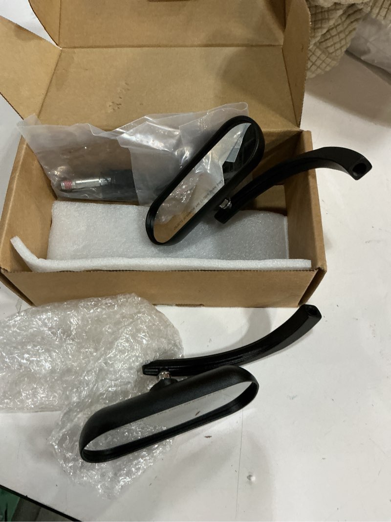 Condition photo showing Good Condition for 8mm 10mm motorcycle mini black sportster mirrors compatible with honda suzuki harley road king street electra glide road glide dyna softail rearview 1982-2018 2019 2020 (black#1)