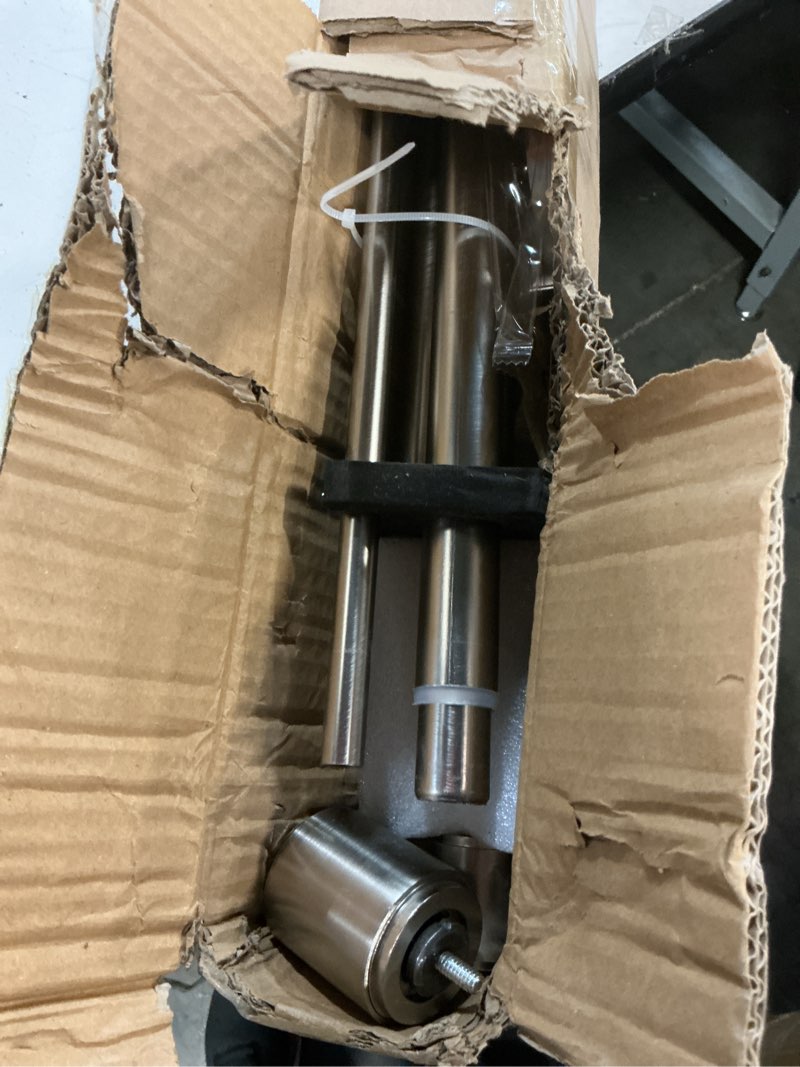 Condition photo showing Good Condition for double curtain rods for windows 72-144 inches, double drapery rod decorative curtain rod with cap finials, 1 inch front and 5/8 inch back dual curtain rod adjustable double window rods brushed nickel brushed nickel 72-144"