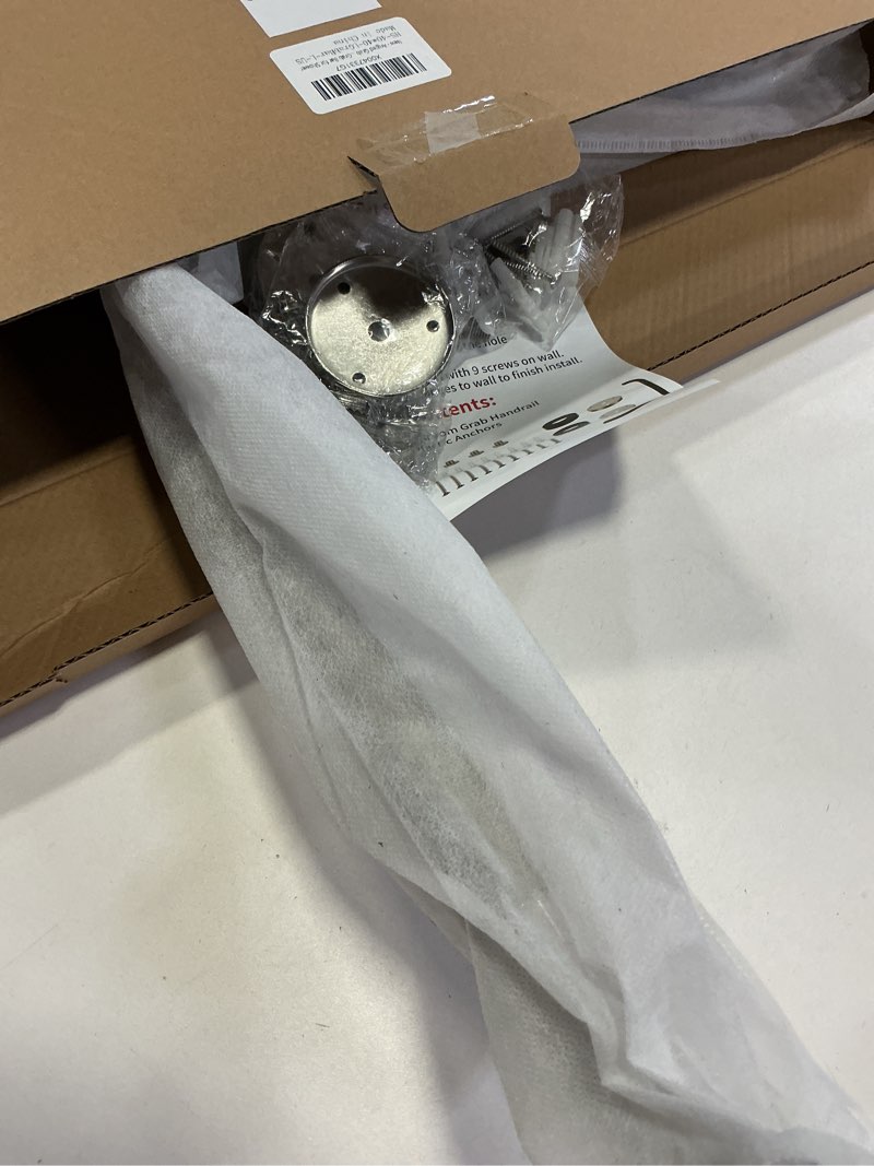 Condition photo showing Good Condition for L-Shaped Angled Grab Bar 16x16 Inch Chrome Anti-slip Knurled Shower Handle Wall Mount, Stainless Steel Shower Bars Safety for Seniors Injured Balance Support, Handicap Grab Bars for Bathtubs & Showers