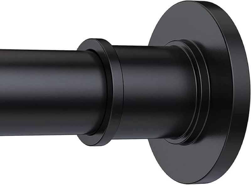 briofox industrial shower curtain rod - rustproof non-slip 27-43 inch stainless steel tension curtain rod for window or bathroom, matte black