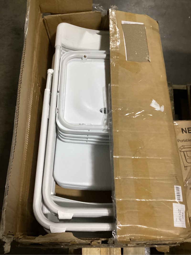 Condition photo showing As Is for 10 Pack White Plastic Folding Chairs, Indoor Outdoor Heavy-Duty Stackable Seats with Steel Frame, 350 lbs Capacity Portable Commercial Foldable Chairs for Party Events Wedding Dining Picnic Office