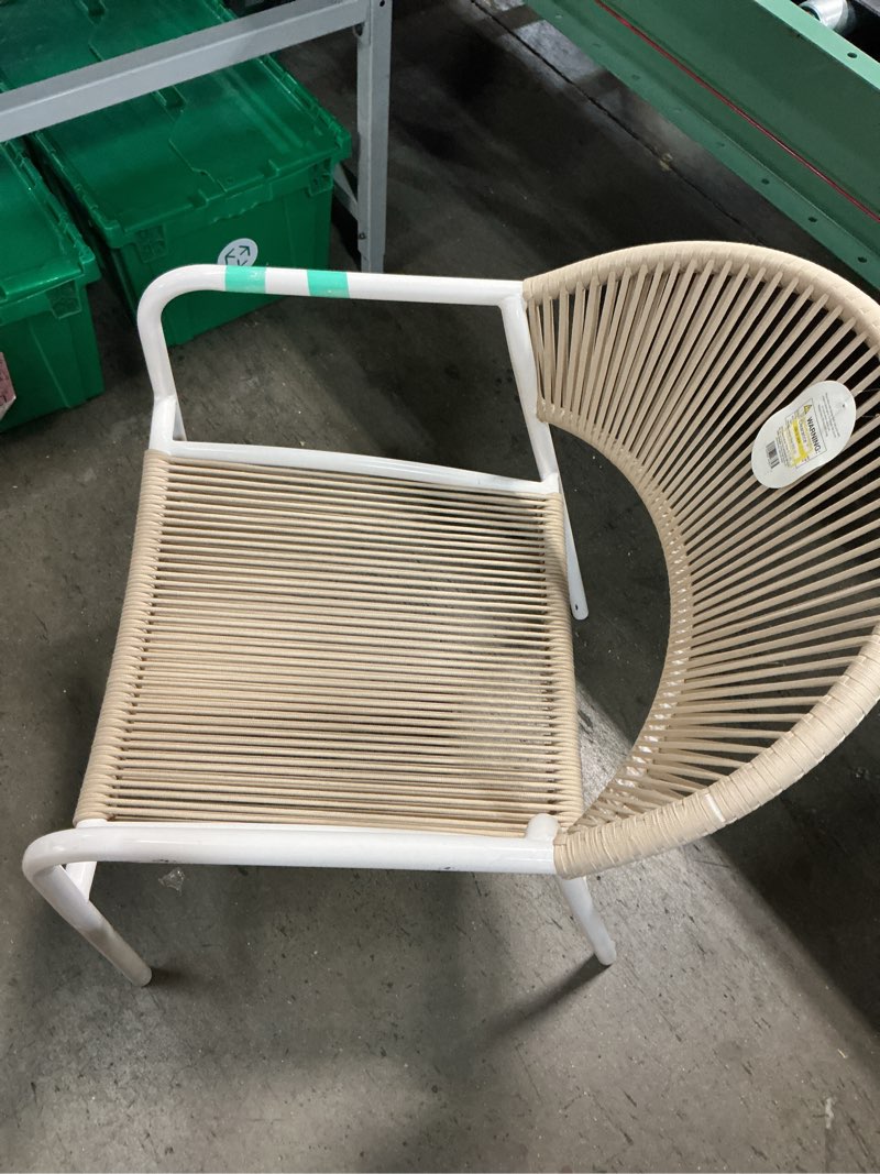Condition photo showing As Is for mackworth outdoor stacking patio club chair white - threshold ?