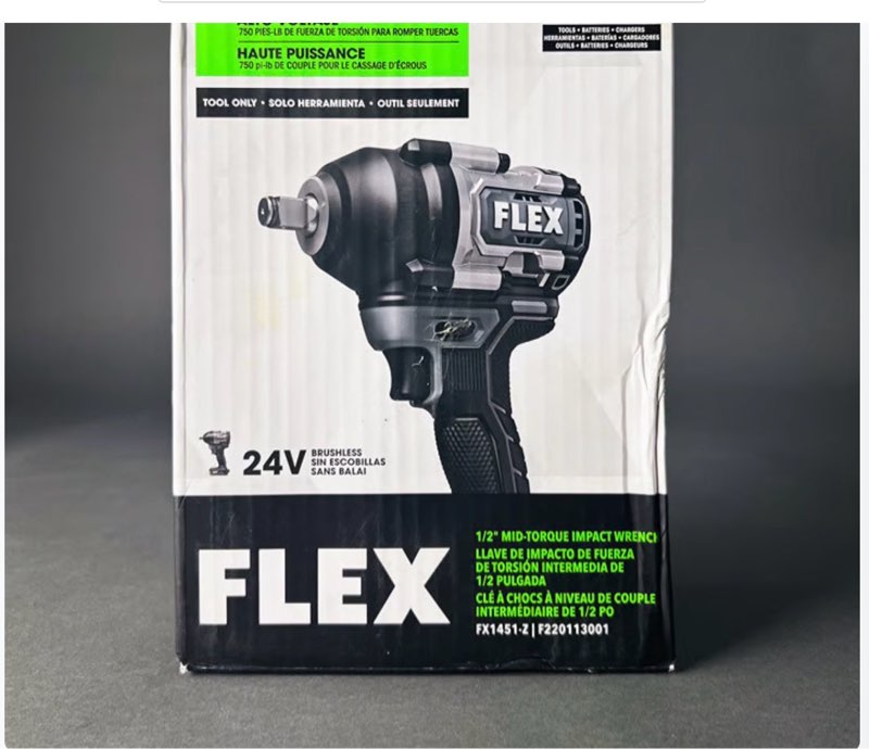 (Missing battery) FLEX BRUSHLESS SIN ESCOBILLAS SANS BALAI 24V FLEX 24V Brushless Cordless 1/2 Inch Mid-Torque Impact Wrench FX1451-Z 750 ft-lb
