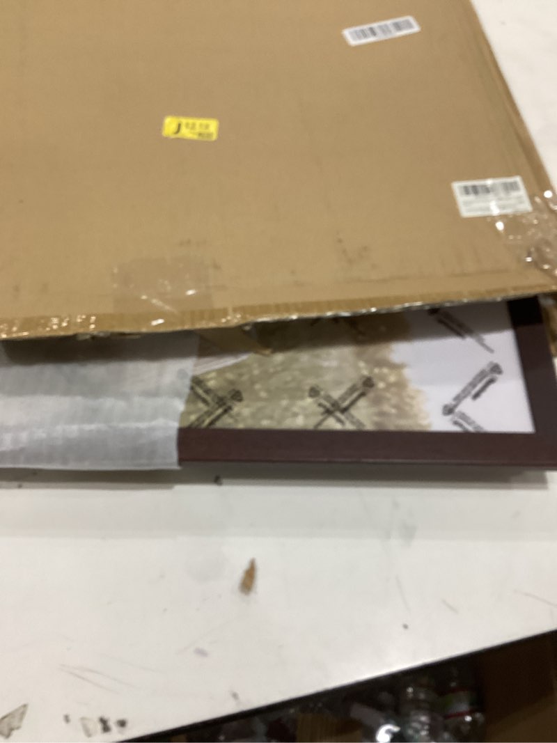 Condition photo showing Good Condition for 18x24 Frame Set of 3, Dark Brown Wood Grain 18x24 Poster Frame for Gallery Wall Mounting (3 Pack,Walnut) 18x24 - 3 pack Walnut