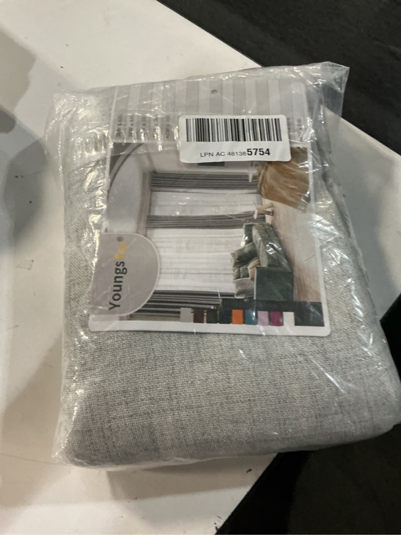 Condition photo showing New/Like New for youngstex light grey linen semi sheer curtains 42x63 inch length 2 panels | light filtering bronze grommet textured drapes for short bedroom living room window