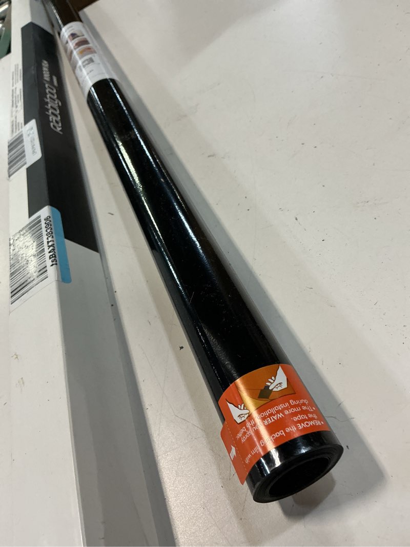 Condition photo showing New/Like New for rabbitgoo blackout window film, sun heat blocking privacy cover for glass, removable opaque room darkening dark black out window covers tint shades for home day sleep light blocker 35.4 x 78.7 inches black 35.4" x 78.7"