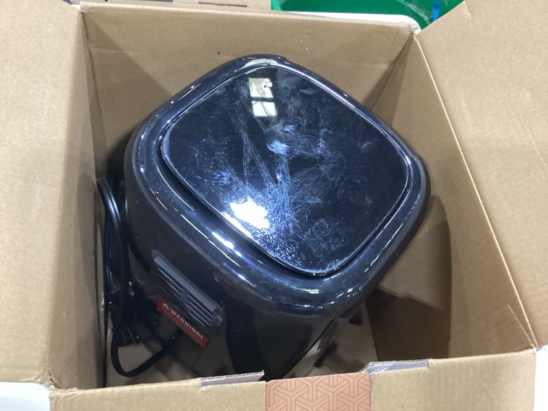 Condition photo showing As Is for CHEFMAN 2 Qt Mini Air Fryer – Digital Space-Saving Compact Air Fryer with Nonstick and Dishwasher Safe Basket, Quick & Easy Meals in Minutes, Features Digital Timer and Shake Reminder – Black 2 Quart Black