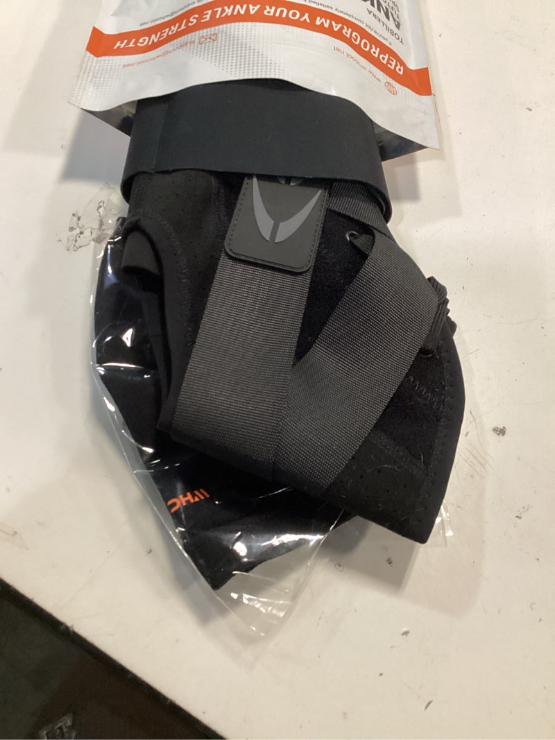Condition photo showing Good Condition for whcool slim-fit ankle brace for sprained ankle, quick lace up ankle support for women men with 2 auto-shaped pads, air fabric cool ankle stabilizer for injury recover, running,sports, m(12”-13”) orange/black-m(ankle:30-33cm)