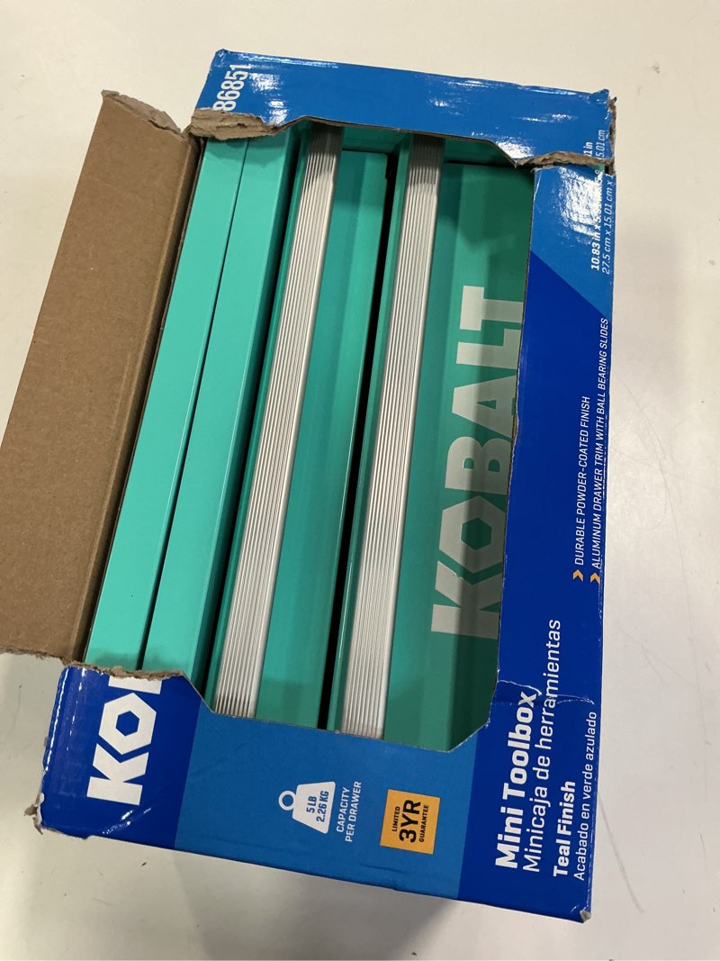 Condition photo showing New/Like New for Mini 2-Drawer Steel Tool Box Teal Color Teal 2 Drawer