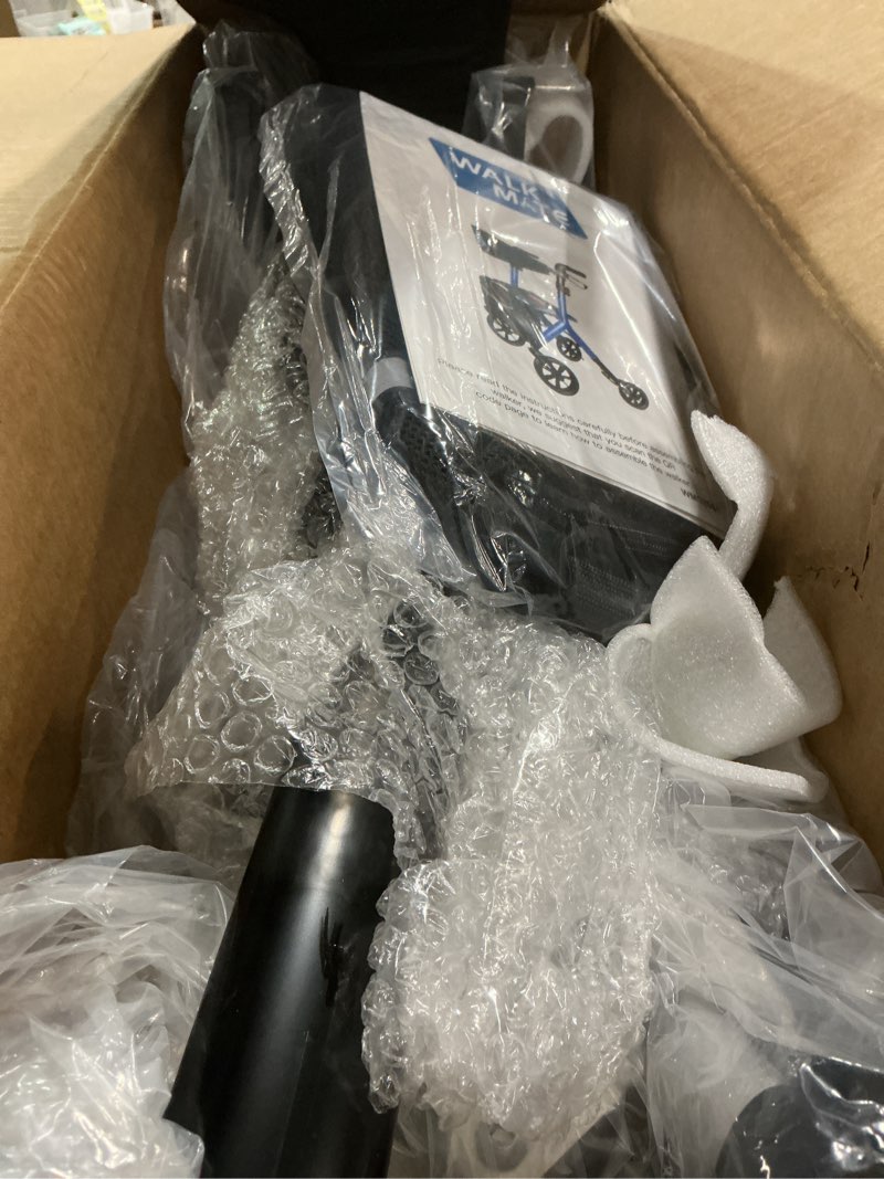 Condition photo showing New/Like New for Rollator Walker for Seniors Taller 5.3~7ft with Height-Adjustable Seat, 10 Inch Wheels Wire-Hidden Walkers Compact Folding Design Lightweight Mobility Walking Aid Widen Backrest, Silver