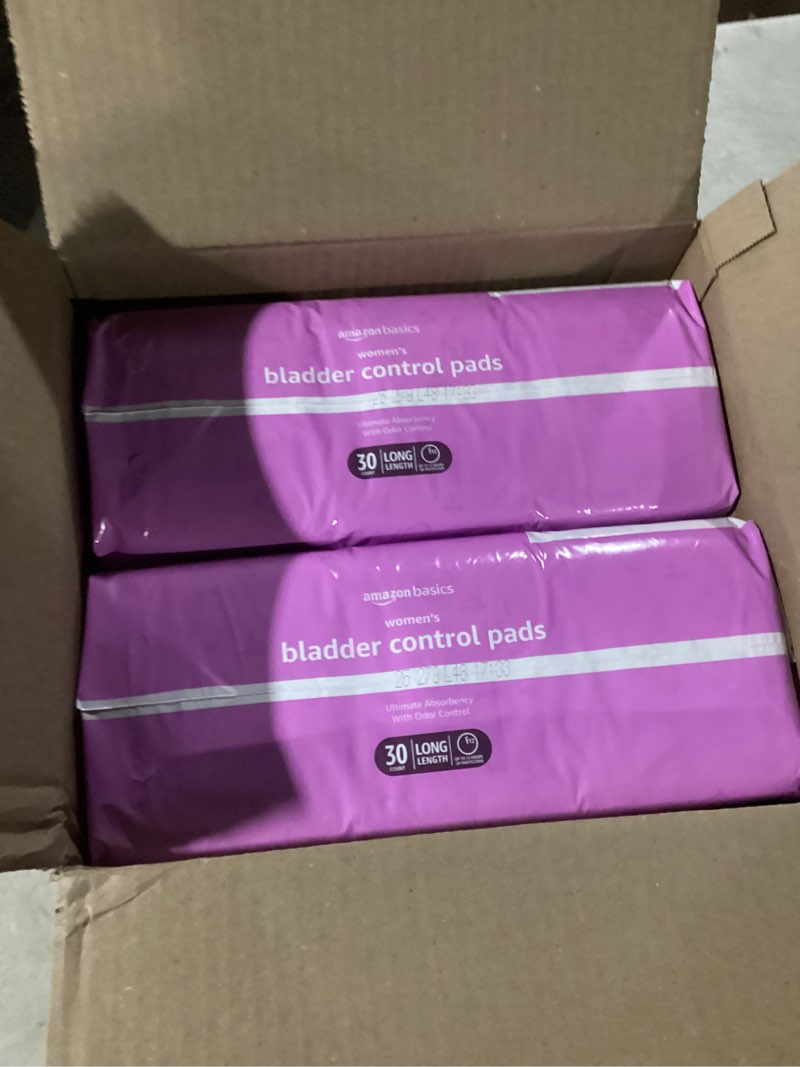 Condition photo showing New/Like New for Amazon Basics Incontinence Pads for Women Long, Bladder Control, Postpartum, Maximum Absorbency, Unscented, 78 Count (2 Packs of 39) Maximum (78 Count) 78