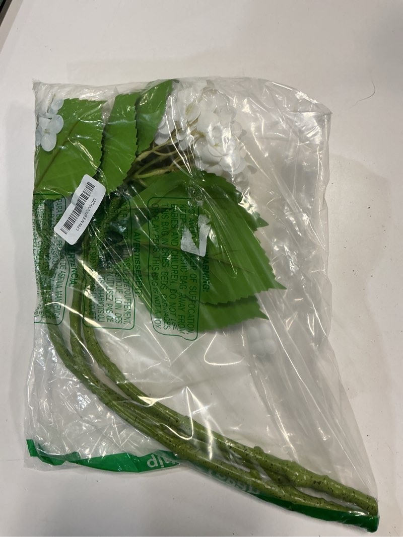 Condition photo showing As Is for duyone 22" real soft touch hydrangea artificial flowers realistic,large long stem fake flowers full latex faux,wedding bouquet,party home decor,garden office room table centerpieces white 3pcs