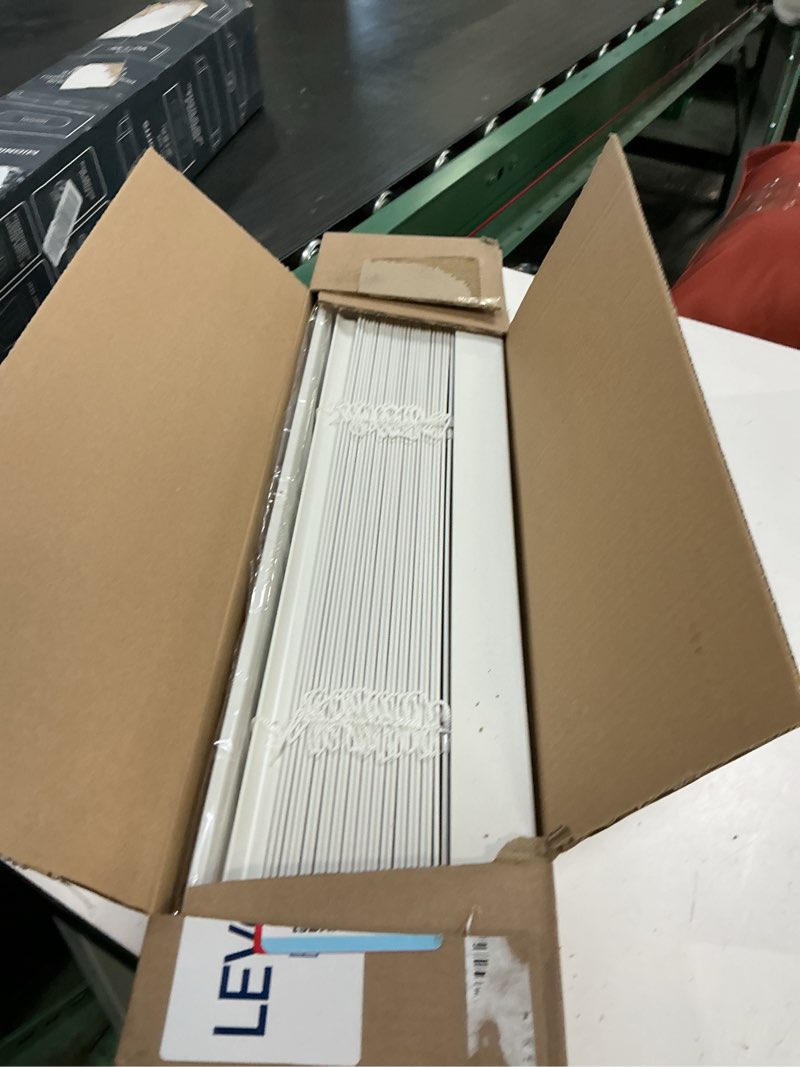 Condition photo showing Good Condition for levolor basics cordless 2" faux wood blinds, light filtering window shade, blinds for indoor windows, white, fits up to 23" w x 48" l