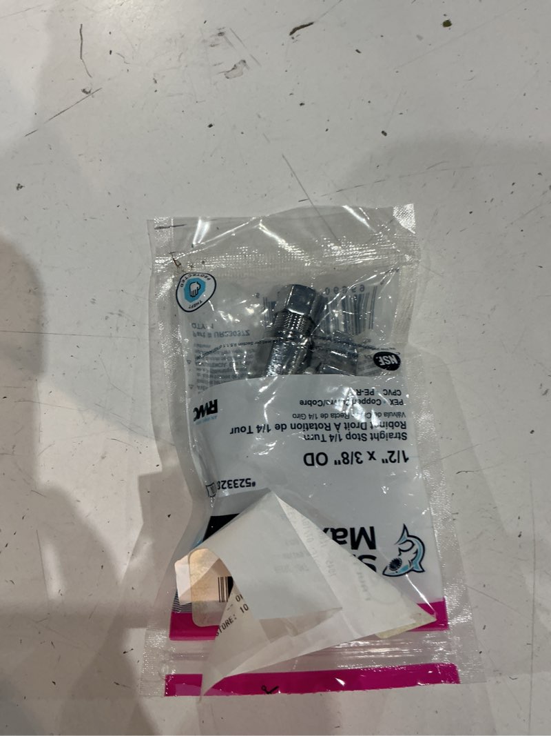 Condition photo showing As Is for sharkbite 1/2-in push-to-connect x 3/8-in compression brass quarter turn stop straight valve