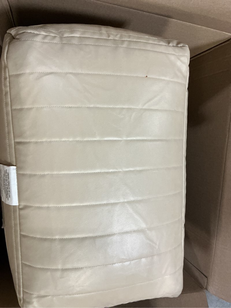 Condition photo showing As Is for Anji Mountain 100% Handmade & Handcrafted Comfortable Home Décor Pouf Ottoman Footrest for Living Room, Bedroom, Nursery, Kidsroom, Patio Furniture - (22" x 22" x 16" - Cream) Cream Pouf