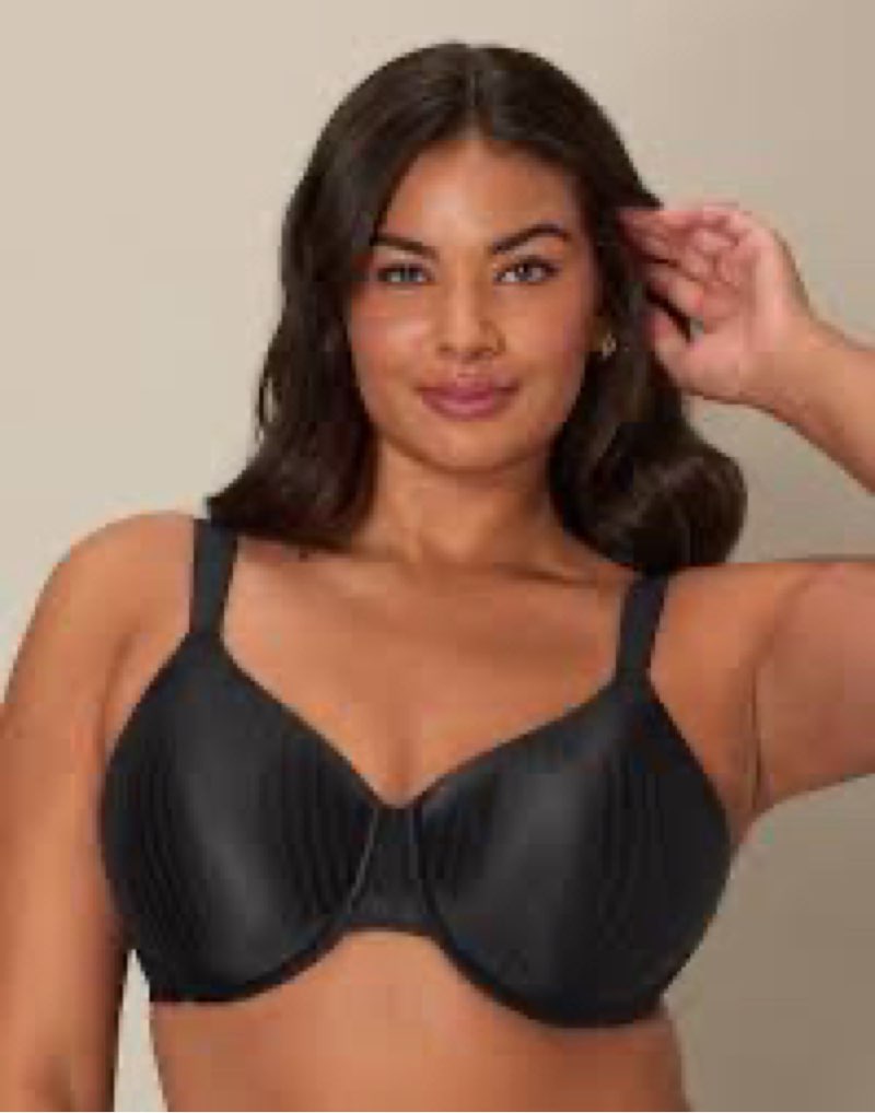 PLAYTEX Womens Perfectly Smooth Full-coverage Wireless T-shirt For Full Figures Bras, Black Stripe, 