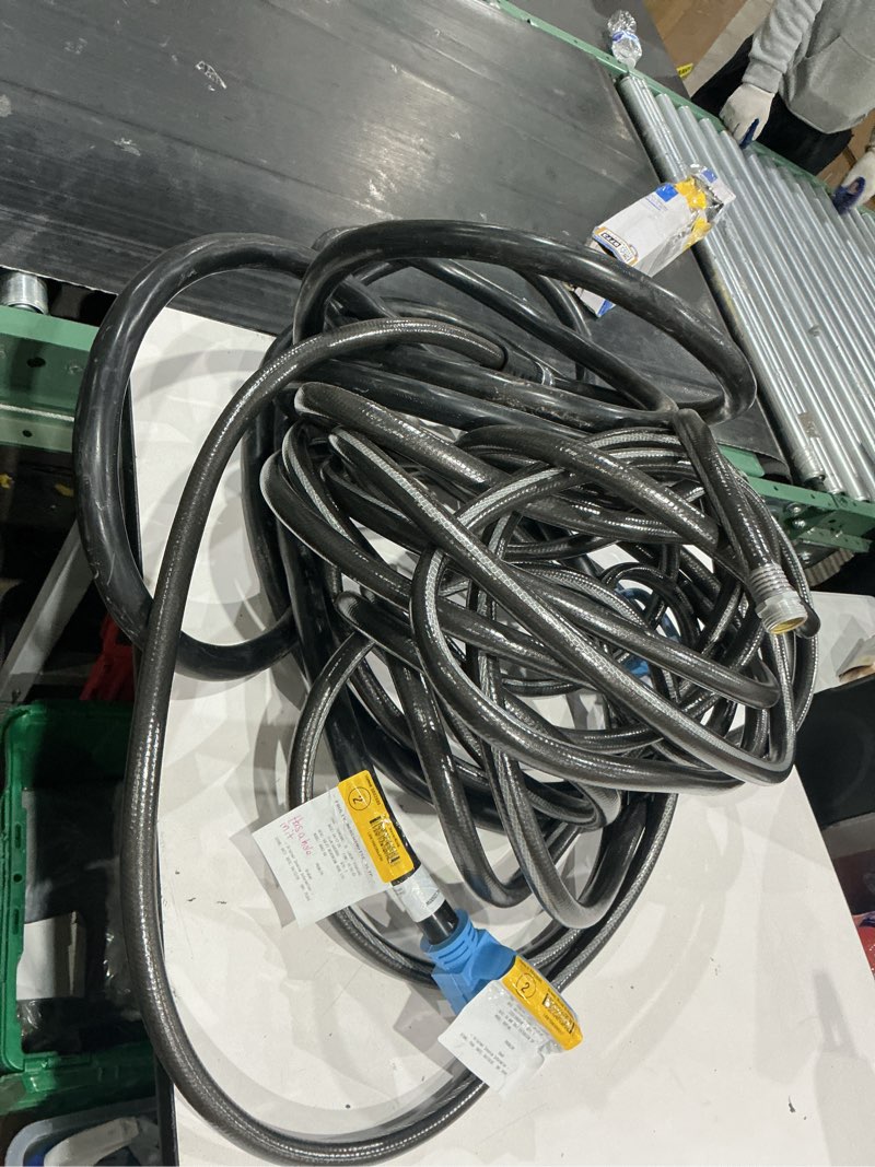 Condition photo showing As Is for iten similar)))) apex 5/8-in x 50-ft heavy -duty kink free vinyl gray coiled hose