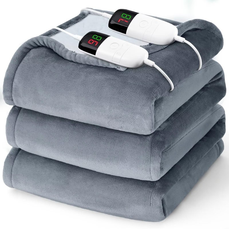 Heated Blanket - King Size Electric Blanket 100" x 90" Soft Flannel Heating Blanket with 10 Time Set