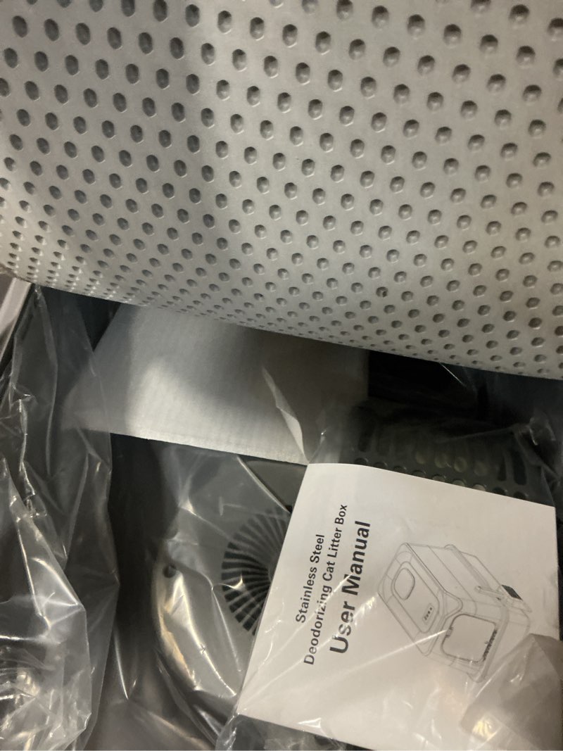 Condition photo showing New/Like New for Gimars XL 3-in-1 (Enclosed/Semi-Enclosed/Open) Dual Top/Front Entry Stainless Steel Litter Box with Lid, 16" High Walls, Leak-Proof, Odor Control, Dog-Proof — for Kittens, Big Cats & Multi-Cat Homes Dark Gray with Lid