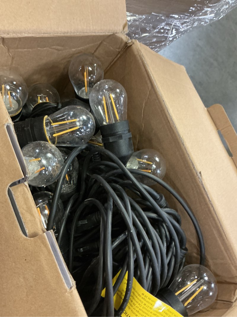 Condition photo showing As Is for xmcosy+ smart outdoor string lights, 98ft led patio lights waterproof ip65, app control, compatible with alexa, dimmable edison bulbs outdoor light for yard porch bistro outside