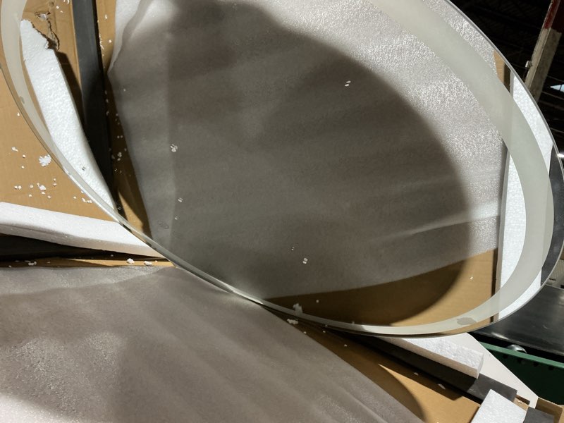 Condition photo showing Good Condition for led bathroom mirror 24 inch round bathroom mirror with lights, circle led mirror, wall mounted lighted bathroom with 3 colors brightness, anti-fog, dimmable, shatter-proof 3 colors 24"l x 24"w