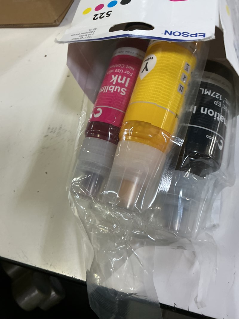 Condition photo showing New/Like New for epson 522 ecotank ink ultra-high capacity bottle black & color combo pack (t522120-bcs) works with et-2720, 2800, 2803, 2840, 4700, 4800, 4810
