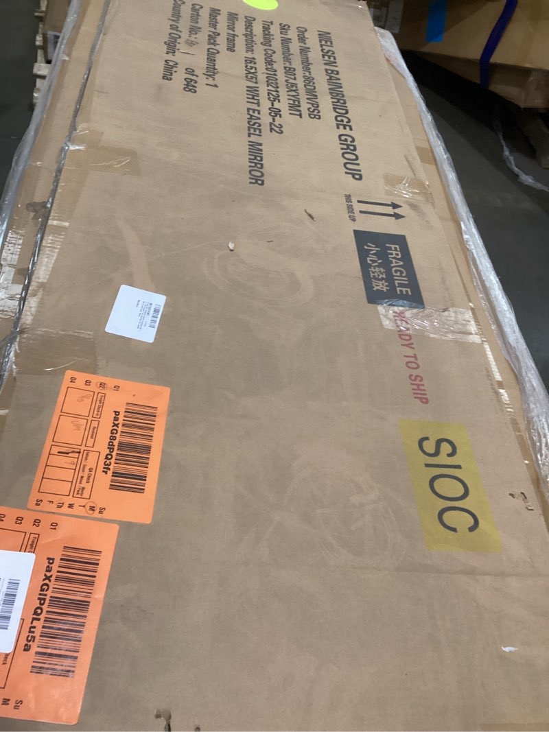 Condition photo showing New/Like New for Everly Hart Collection Gallery Solutions 58” L x 17.5”W Framed Free Standing Full Length Mirror with Easel, White