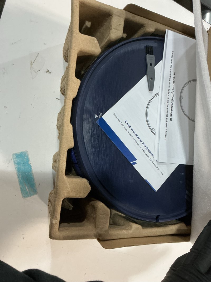 Condition photo showing Good Condition for Robot Vacuum and Mop Combo, Robotic Vacuum Cleaner 2 in 1 with WiFi/App/Voice, Schedule, Water Tank and Dustbin, Self-Charging, Slim, Ideal for Hard Floor, Pet Hair, Carpet Blue
