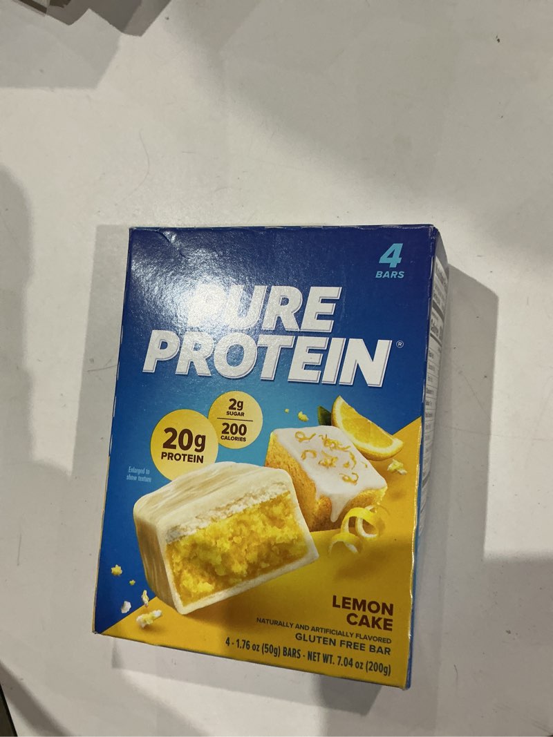 Condition photo showing Good Condition for pure protein bars, lemon cake, 20g protein, gluten free, 1.76 oz, 4 ct