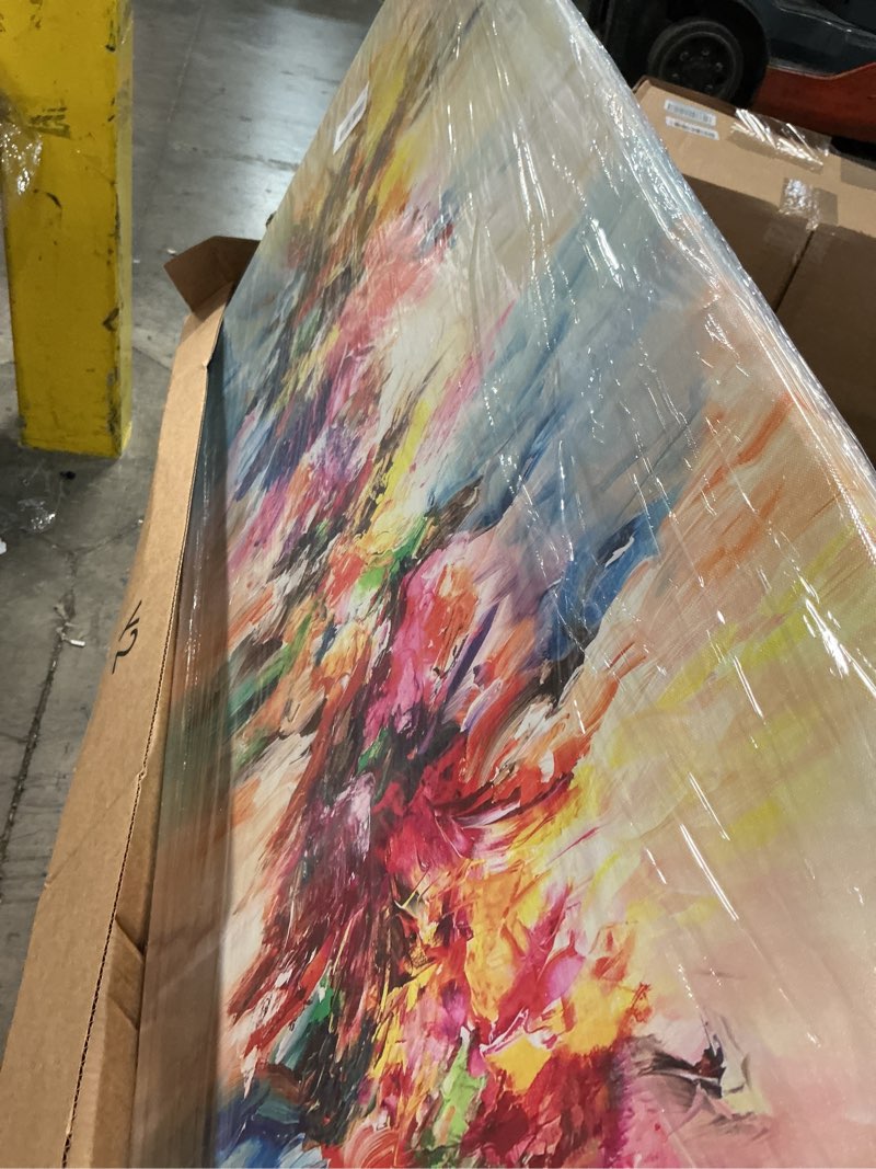 Condition photo showing Good Condition for large framed abstract colorful canvas wall art flower posters prints pictures wall decor modern paintings home decor for living room bedroom office(24x48in) ready to hang yellow 48"l x 24"w