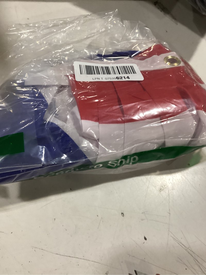 Condition photo showing As Is for 3 packs american flags usa buntings 1.5x3 feet for outside 250th anniversary celebration, memorial day, 4th of july decorations outdoor, patriotic decor, presidents day, fourth of july independence day porch banners 18 inches by 36 inches 3