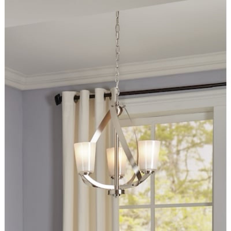  kichler layla 3 -light brushed nickel frosted glass mixed material chandelier