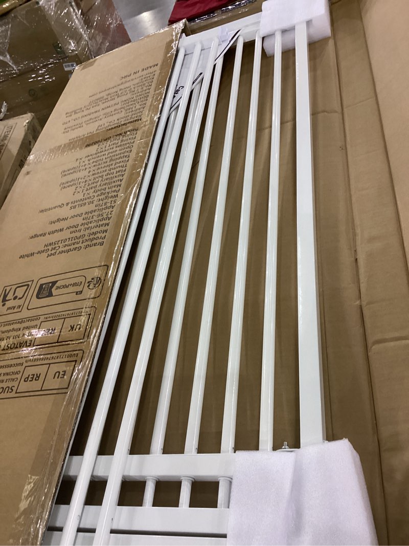 Condition photo showing Good Condition for Gardner Pet 51"-87" Extra Tall Cat Gate for Doorway, Wide Adjustable 27.56"-37" Baby Gate Included 4 Extension Kits, Pressure Mounted Safety Full Door Gate for Stairs, Studio, Kitchen (White) White 51-87"/130-220cm