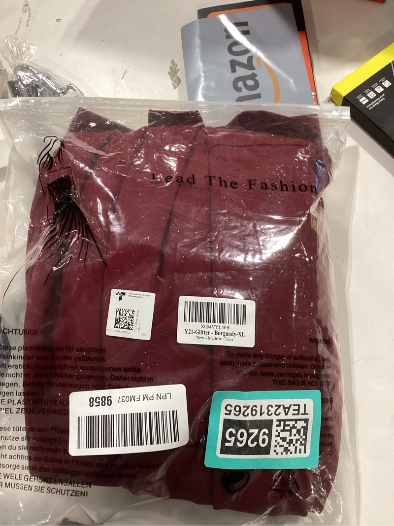 Condition photo showing Good Condition for long black formal dresses for women gowns evening party cocktail dress,split elegant v neck wrap ruffle wedding guest dresses x-large glitter - burgundy