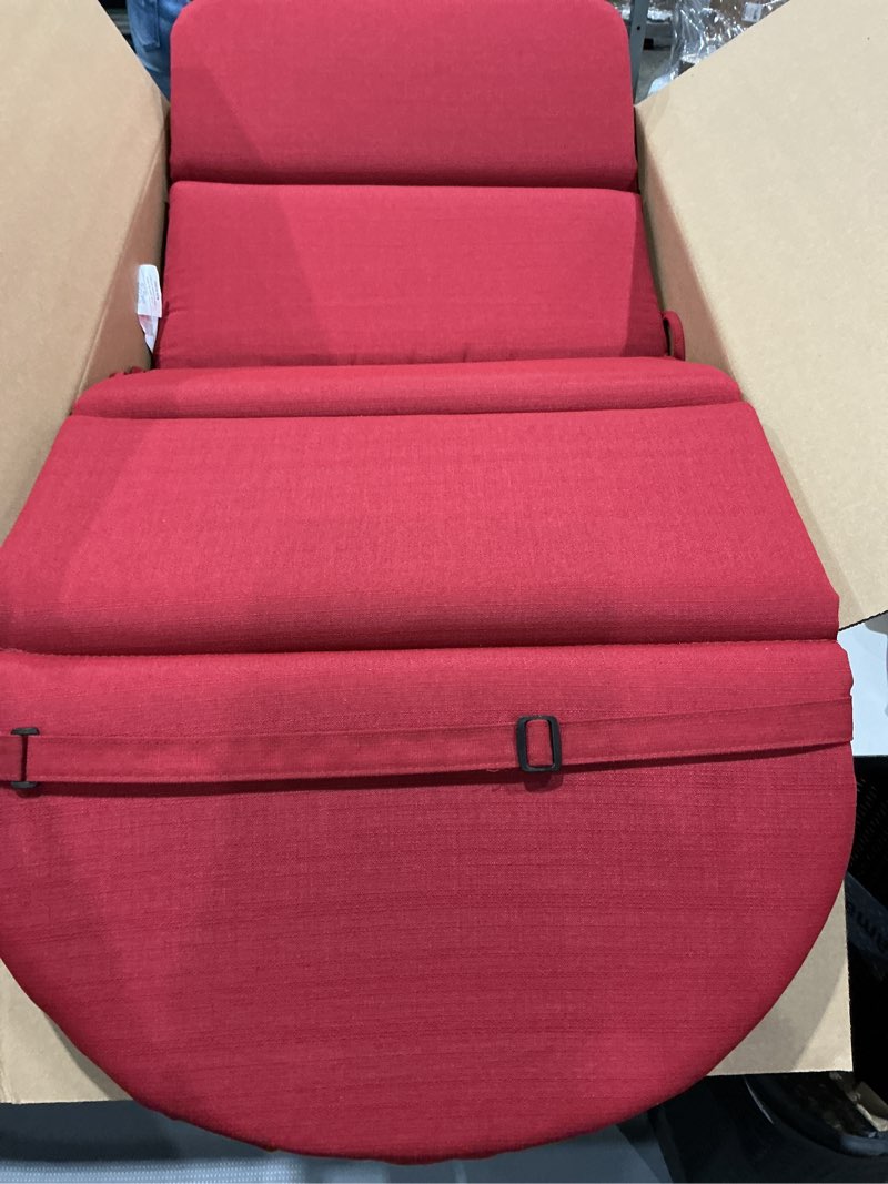 Condition photo showing Good Condition for crestlive 50x19.6 inch adirondack chair cushion set of 2, water repellent, fade resistant, high back outdoor rocking chair cushion for patio, chili chili 2 pcs