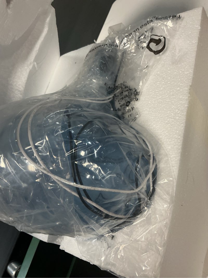 Condition photo showing Good Condition for catiner 11" hand-blown blue glass pendant light, modern hammered glass hanging light fixture with black finish, adjustable ceiling pendant lighting for kitchen island, dining room, living room blue rod