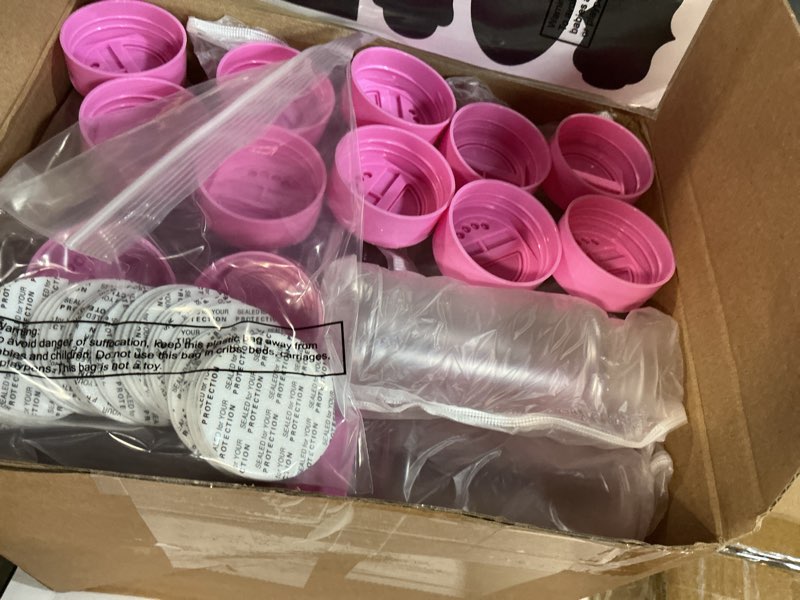 Condition photo showing New/Like New for eccliy 36 pack 3 oz clear plastic spice jars with label and shaker lids empty spice bottles seasoning containers seasoning jars shaker condiment pots for pepper herbs powders (pink)