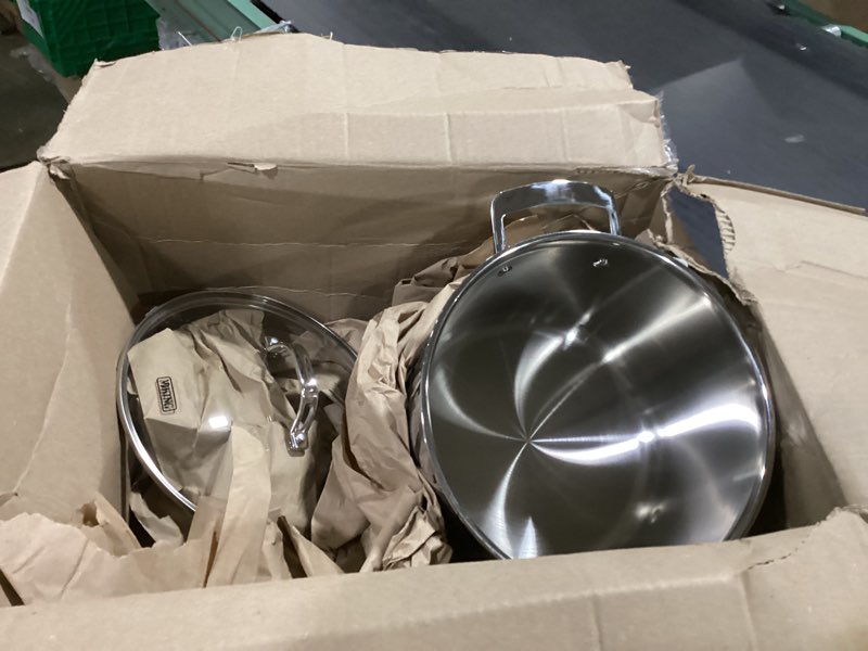 Condition photo showing Good Condition for viking contemporary 3-ply stainless steel stock pot, 8 quart soup cooking pot with lid, kitchen cookware