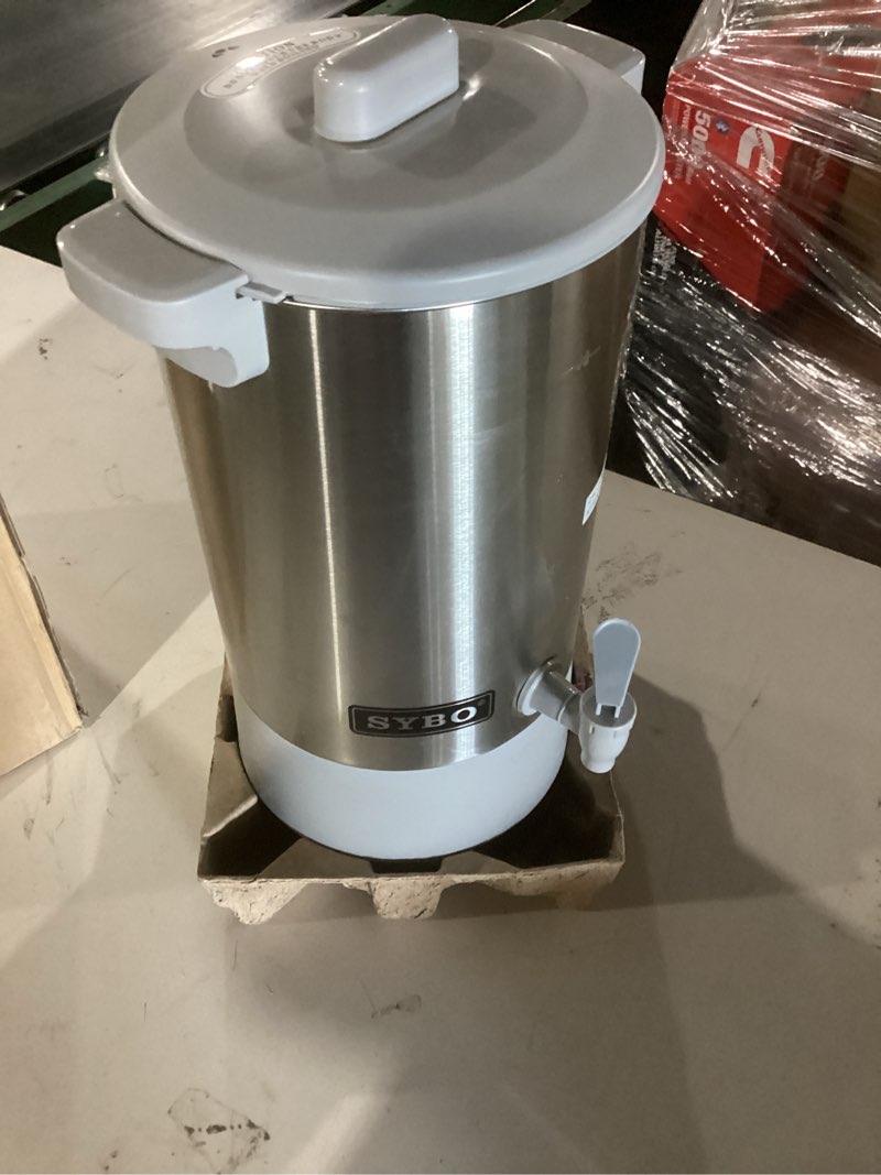 Condition photo showing New/Like New for sybo 120 cup commercial coffee urn & hot beverage dispenser stainless steel percolate maker fast brew keeps warm – ideal for tea water at events catering 18 l metallic 120cup black