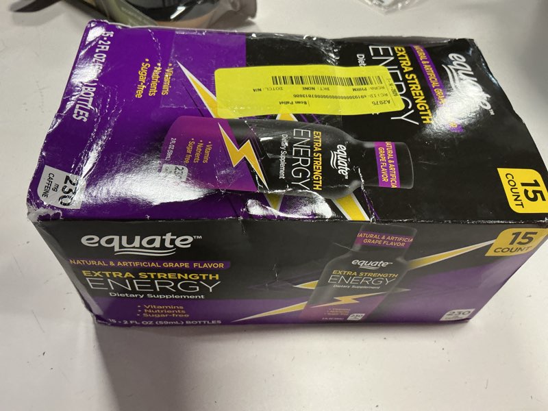 Condition photo showing New/Like New for equate extra strength energy dietary supplement  caffeine 230mg  grape flavor  15 pack