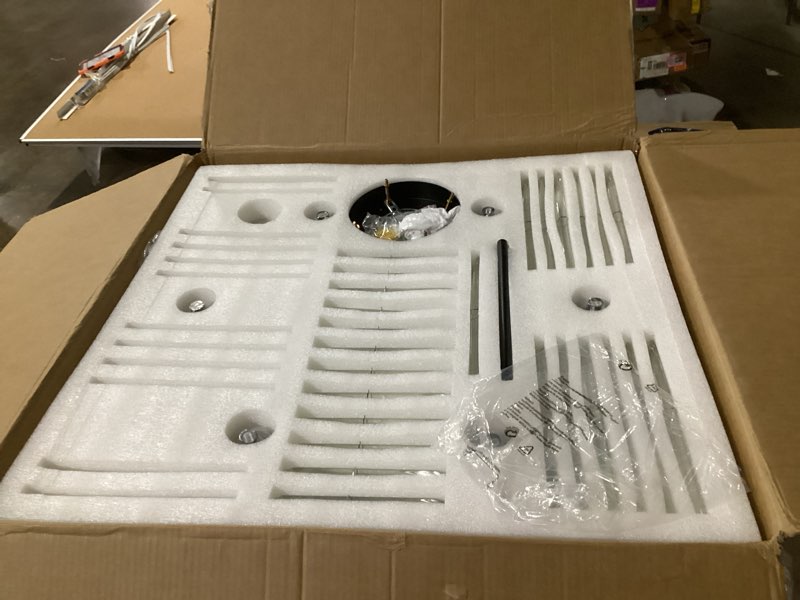 Condition photo showing Good Condition for 31.5in Modern Black Entryway Chandelier for Foyer, 12 Lights Round K9 Crystal Chandelier 2-Tier Pendant Light Fixture Ceiling Lighting 3-Color for Dining Room Living Room Kitchen Island Large