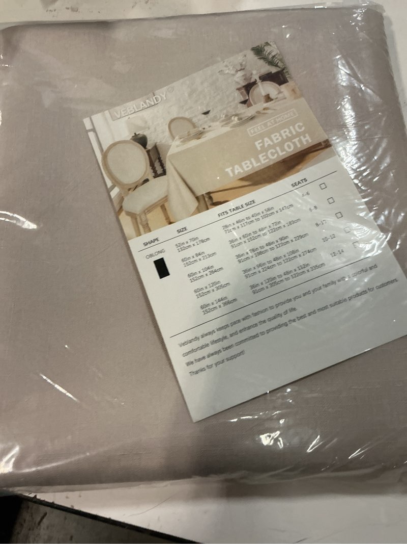Condition photo showing New/Like New for veblandy rectangle 10 feet tablecloth 60x144 inch linen textured table cloth stain and wrinkle resistant washable polyester, decorative table cover waterproof for dining, buffet and camping, beige 144" x 60" (rectangular) beige